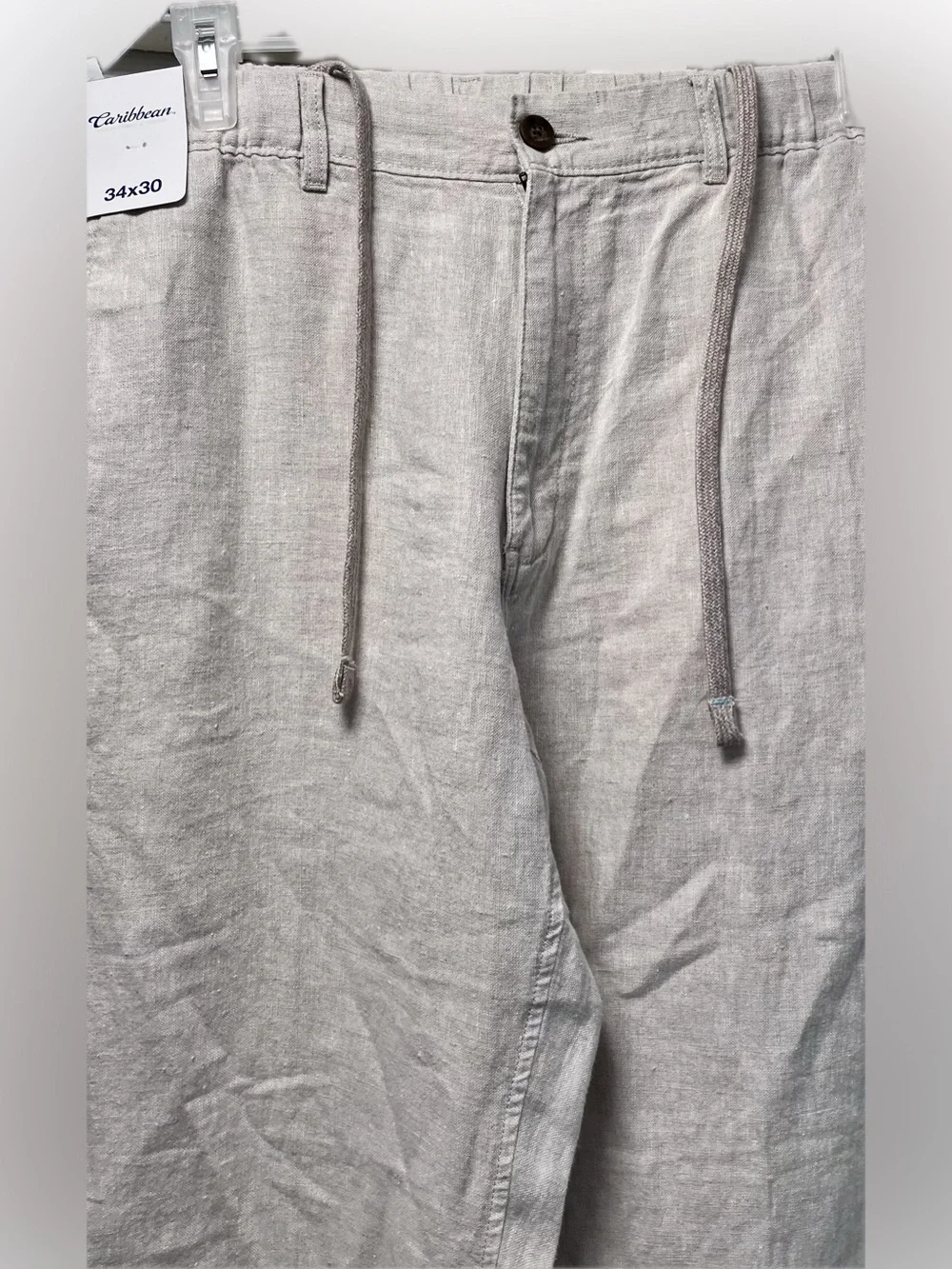Light Beige Linen Drawstring Pants mens size 34w 30L new with tags nwt rare